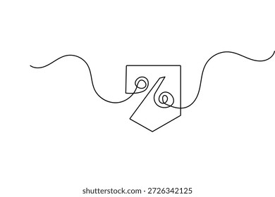 Prozentzeichen durchgehende einzeilige Zeichnung minimalistischer Stil isolierte Kontur Vektorgrafik