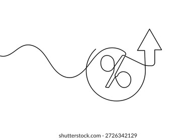 Símbolo porcentual continuo de una línea de dibujo estilo minimalista Vector de contorno aislado arte gráfico