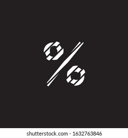 percentage symbol on deformed lines in white