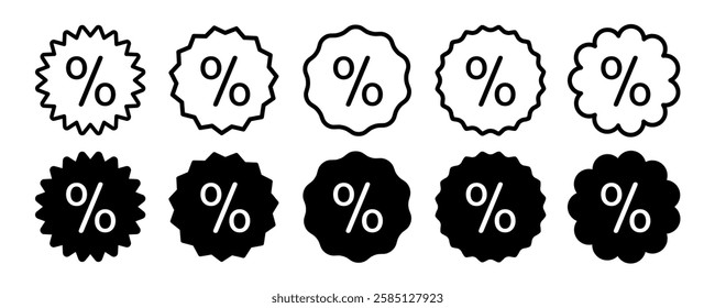 Percentage symbol on starry outline and white label