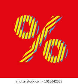 percentage symbol with textured effect from vector lines