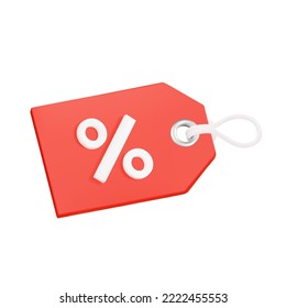 Percentage tag 3d object. discount label for sale. Isolated on transparent background