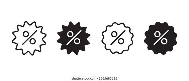 percentage tag icon set,  Special offer, seasonal discount, sale, deal, sticker collection. Circle badge promotion coupon with percent.