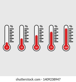 Percentage thermometer. Temperature thermometers with percentages scale