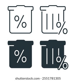 Percentage of trash icon symbol. illustration vector