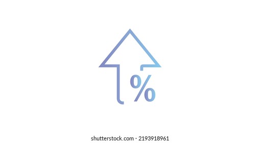 Percentage Upward Arrow Icon. Percentage Growth Symbol Vector On White Background. Percentage Increase Icon Vector Illustration.