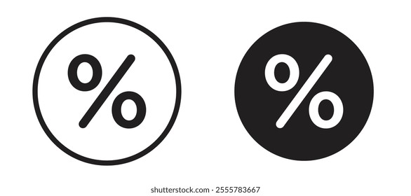 Percentage vector icon set in black color.
