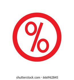 Percentage web icon in circle on white background