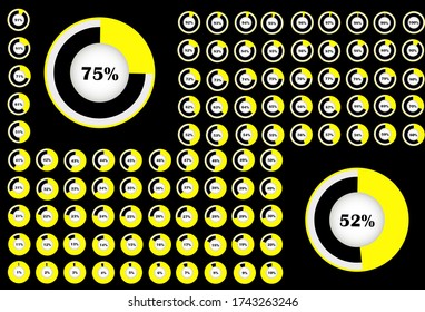 Percentage white circle diagram. 1-100