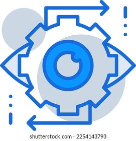 Perception business management icon with blue duotone style. Mind, vision, outline, isolated, graphic, hand, sensory. Vector illustration