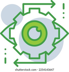 Perception business management icon with green duotone style. Mind, vision, outline, isolated, graphic, hand, sensory. Vector illustration