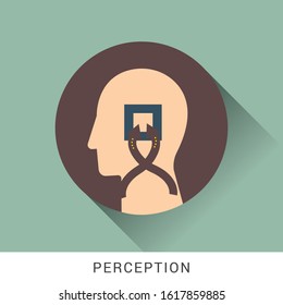 Perception icon concept with human head