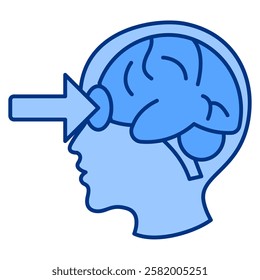 Perception Icon - Lineal Blue Style - Brain Theme