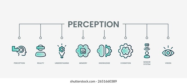 perception icon set with modern green concept