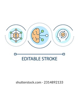 Perception of information loop concept icon. Mental work. Brain activity. Memorize type. Psychology abstract idea thin line illustration. Isolated outline drawing. Editable stroke. Arial font used