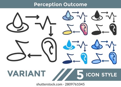 Perception Outcome icon for illustrating sensory interpretation results, final perception systems, and cognitive response concepts. Line, Filled, Color, Dualtone style.