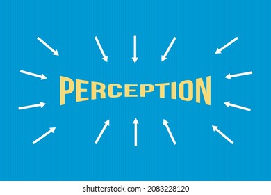 Perception typography on blue background design.  Perception text poster, banner, and t-shirt design