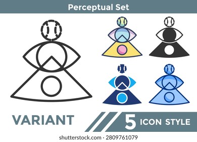Perceptual Set icon for representing expectation bias systems, mindset influence patterns, and perception framing concepts. Line, Filled, Color, Dualtone style.