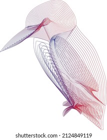 Perch bird line art gradient red and blue color for World Wildlife Day