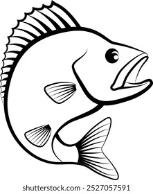 perch fish - line art illustration