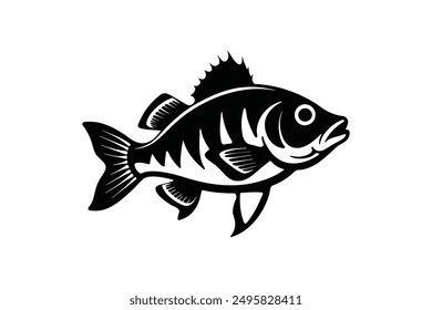 Ilustración vectorial de la silueta del pez de la perca con un fondo blanco