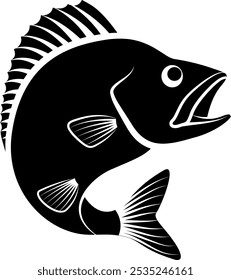 perch fish silhouette - vector illustration