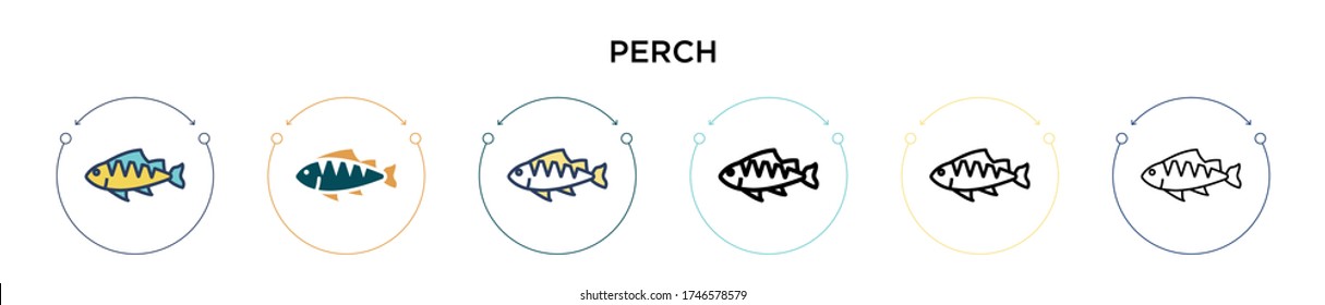 Perch icon in filled, thin line, outline and stroke style. Vector illustration of two colored and black perch vector icons designs can be used for mobile, ui, web