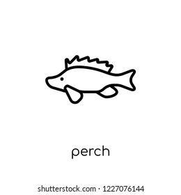 Perch icon. Trendy modern flat linear vector Perch icon on white background from thin line animals collection, editable outline stroke vector illustration