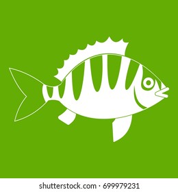 Perch icon white isolated on green background. Vector illustration