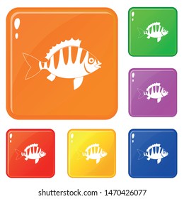 Perch icons set collection vector 6 color isolated on white background