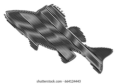 perch silhouette vector, (Perca fluviatilis), 