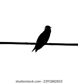 Perched Hummingbird Silhouette, can use Art Illustration, Website, Logo Gram, Pictogram or Graphic Design Element. Vector Illustration
