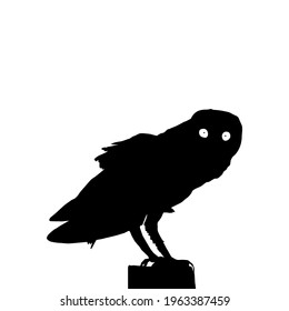 Perched Owl Silhouette, can use for Art Illustration, Nature and Wildlife Poster Theme, Website or Graphic Design Element. Vector Illustration