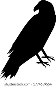 Perched Raven Silhouette Vector Illustration