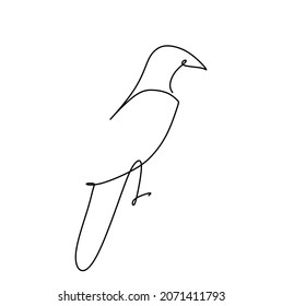 Perching Bird continuous one line drawing. simple single line hand drawn style animal.