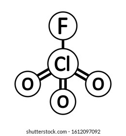 Perchloryl fluoride gas molecule icon on white background. Vector illustration.