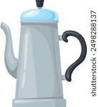 Percolator icon. Metal coffee pot cartoon illustration isolated on white background