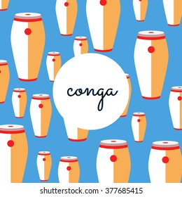 percussion conga on colored background with text