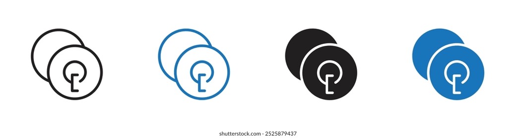 Percussion Cymbals icon linear graphics set vector in black