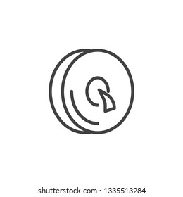 Percussion cymbals line icon. linear style sign for mobile concept and web design. Handle Cymbal outline vector icon. Musical instrument symbol, logo illustration. Pixel perfect vector graphics