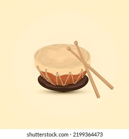 The percussion drum is a universal musical instrument. Vector illustration.