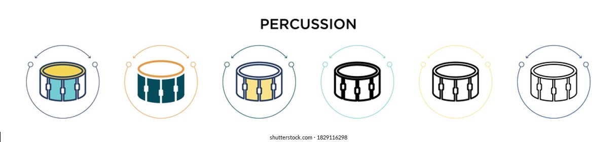 Percussion icon in filled, thin line, outline and stroke style. Vector illustration of two colored and black percussion vector icons designs can be used for mobile, ui, web