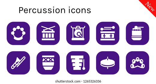  percussion icon set. 10 filled percussion icons. Simple modern icons about  - Tambourine, Drum, Gong, Trombone, Conga, Xylophone, Cymbals