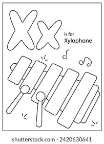 Percussion instrument consisting of a series of graduated wooden bars, xylophone 