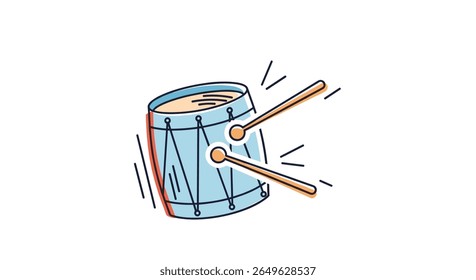 Percussion instrument drum with drumsticks making music and sounds rhythm beat performance celebration