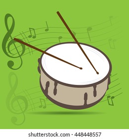 Percussion instrument, Isolated drum, Musical instrument, Vector illustration