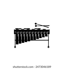 Percussion instrument logo illustration, marimba silhouette suitable for music stores and communities