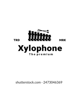 Percussion instrument logo illustration, Xylophone silhouette suitable for music stores and communities