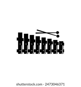 Ilustración del logotipo del instrumento de percusión, silueta del xilófono conveniente para las tiendas de la música y las comunidades