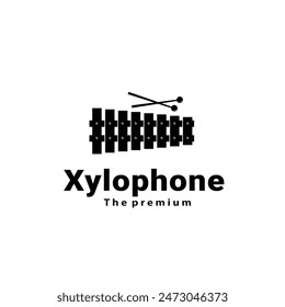 Percussion instrument logo illustration, Xylophone silhouette suitable for music stores and communities